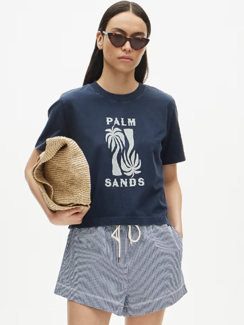 J.Crew Boyfriend jersey relaxed cropped "Palm Sands" graphic T-shirt